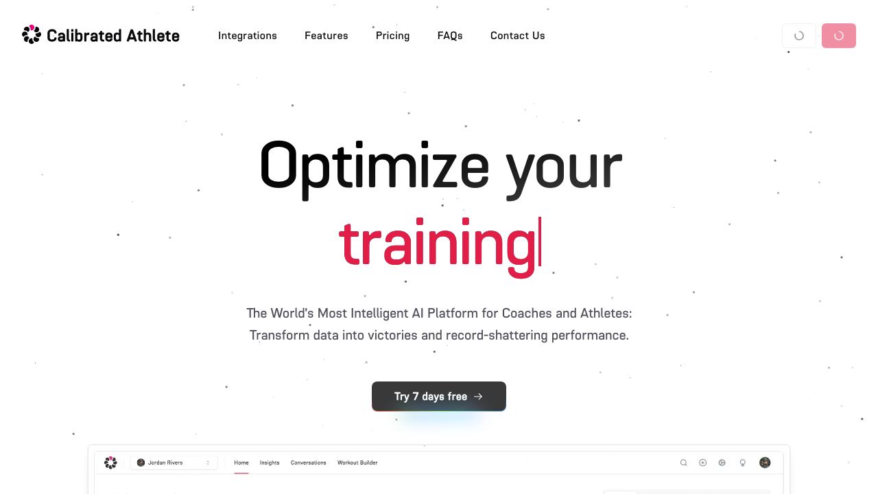 Calibrated Athlete website screenshot