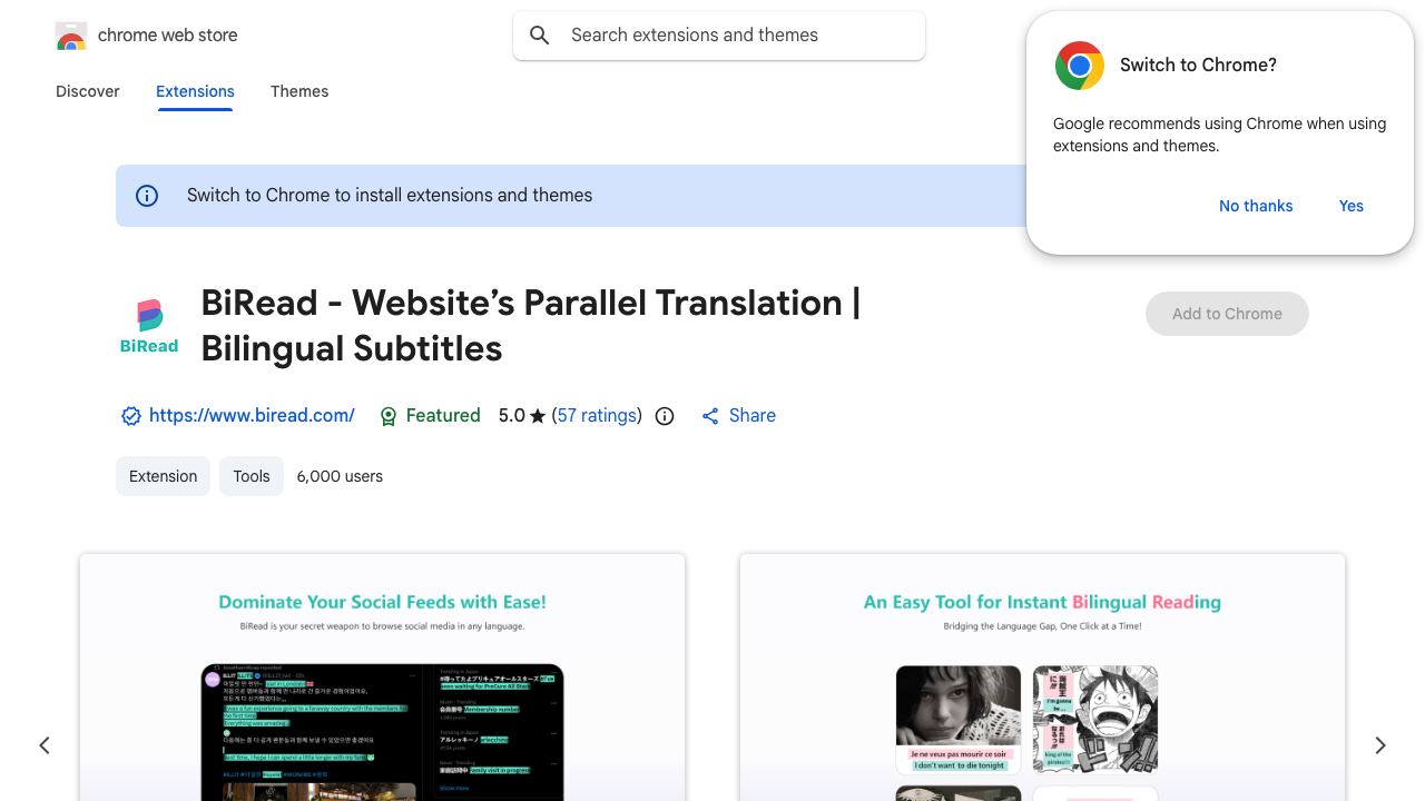 BiRead - Bilingual Reading 网站截图