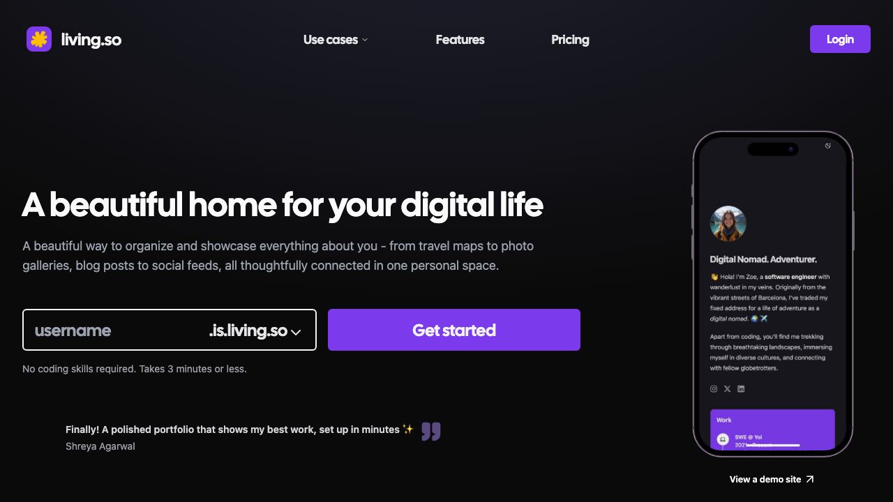 living.so website screenshot