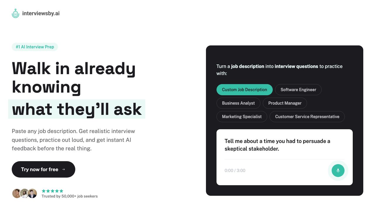 Interviews by AI 网站截图