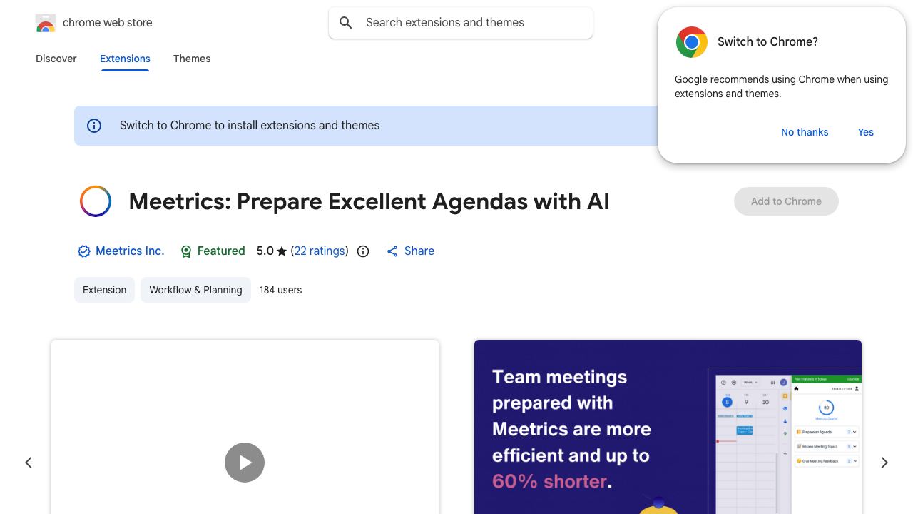 Meetrics: Prepare Excellent Agendas with AI 网站截图