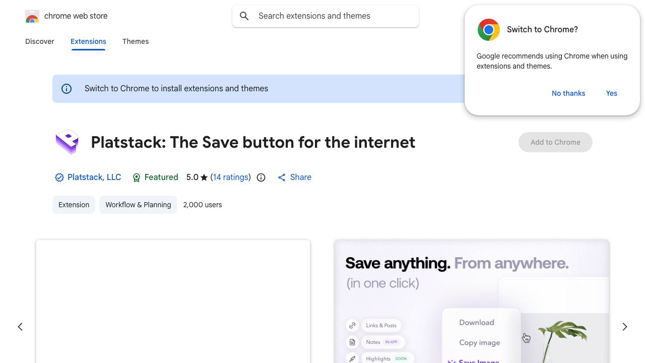 Platstack: The Save button for the internet 网站截图
