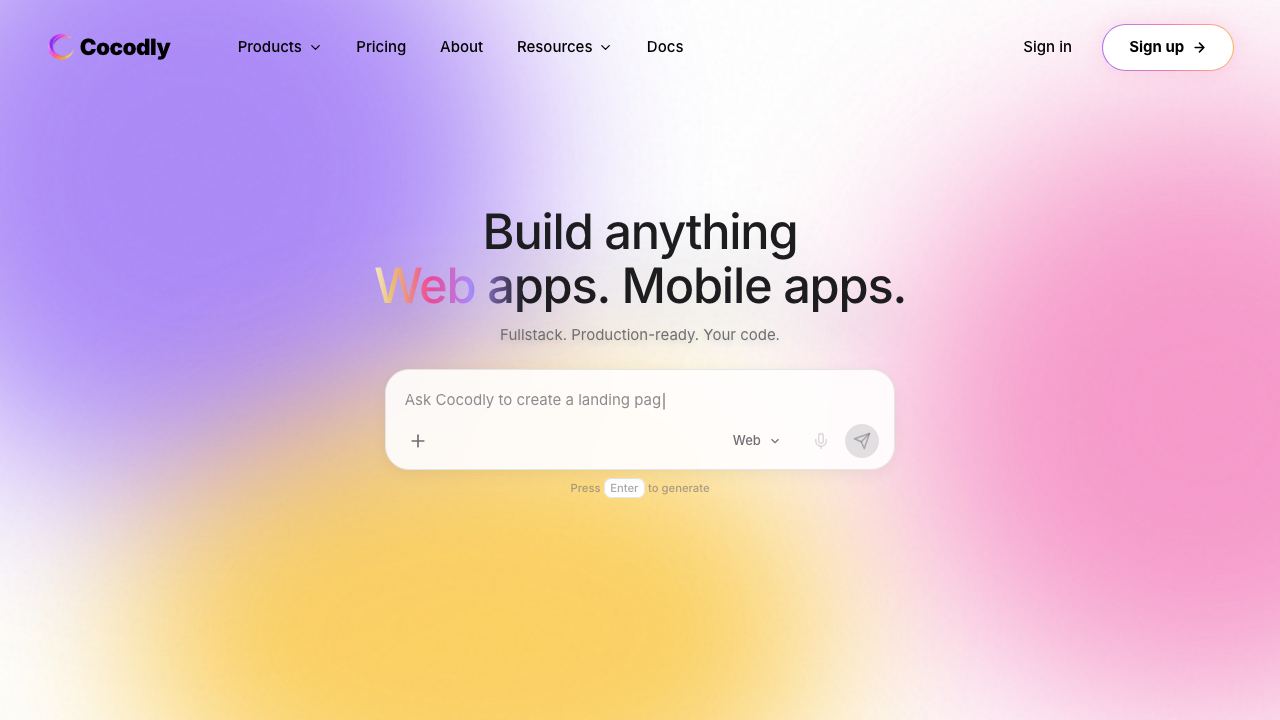 Cocodly : Build Apps & Websites with AI website screenshot