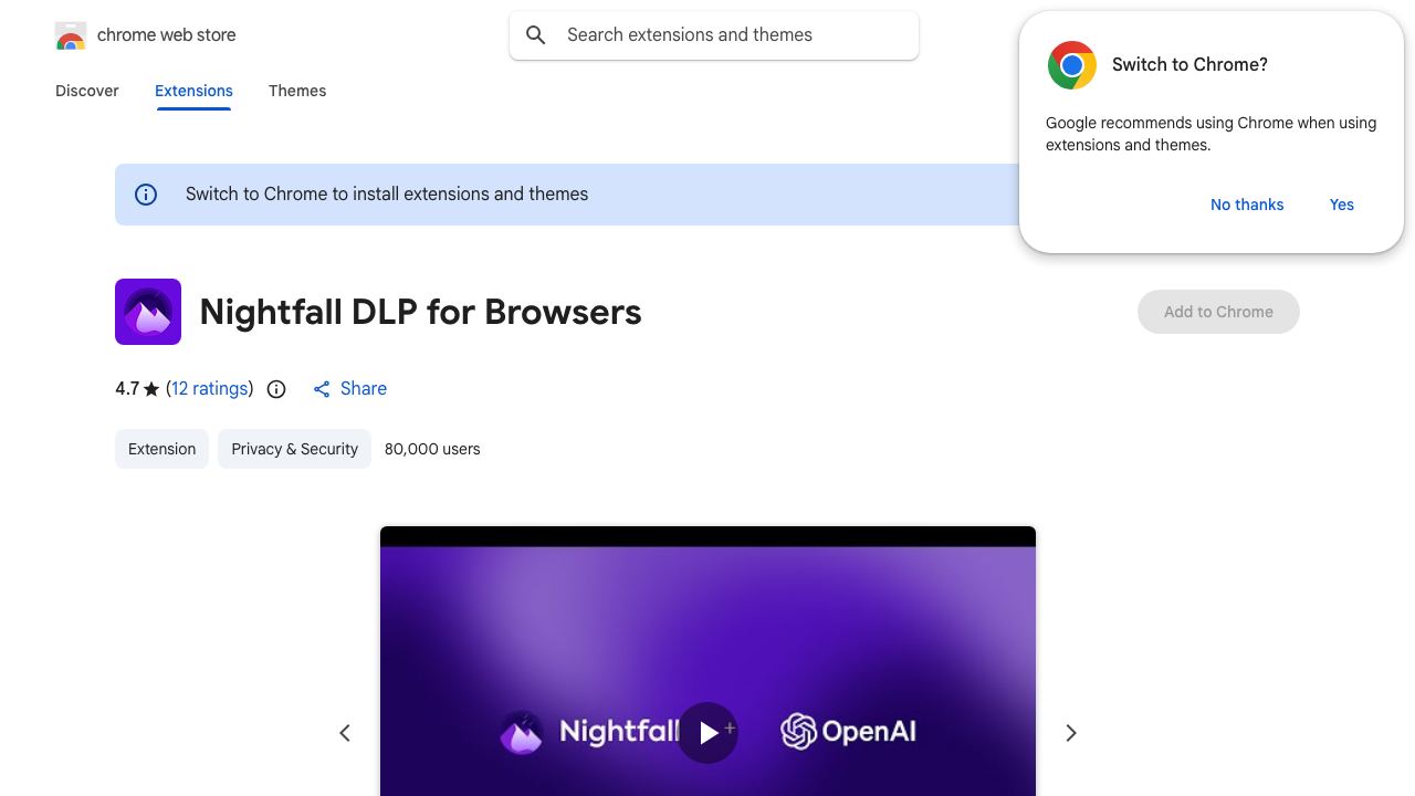 Nightfall for ChatGPT 网站截图