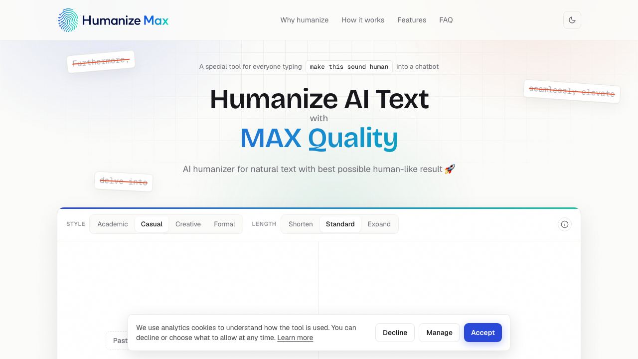 Humanize Max website screenshot