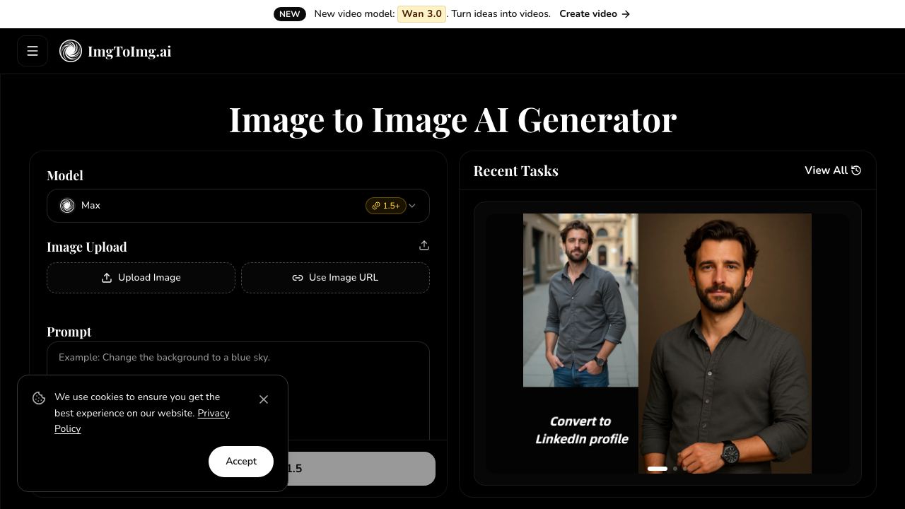 Image To Image AI website screenshot
