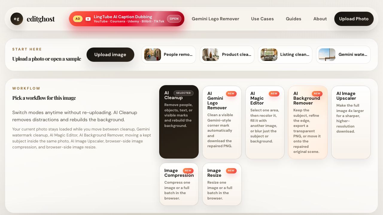 editghost website screenshot
