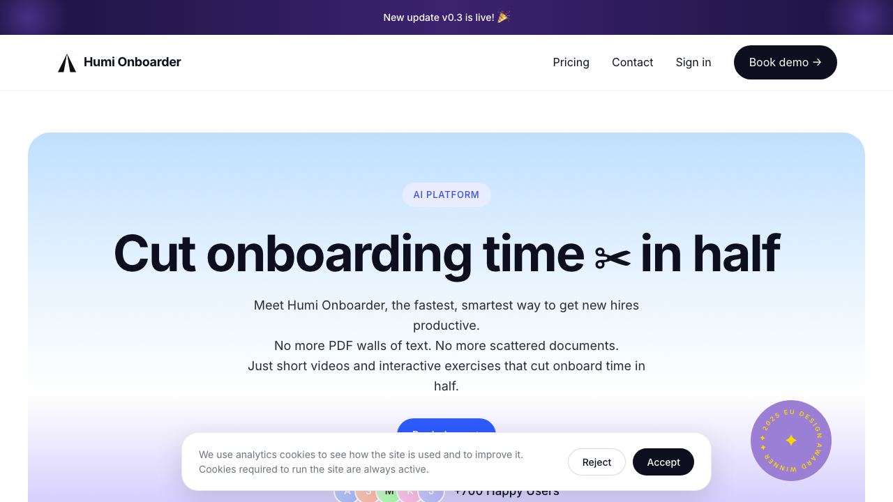 Humi onboarder 网站截图