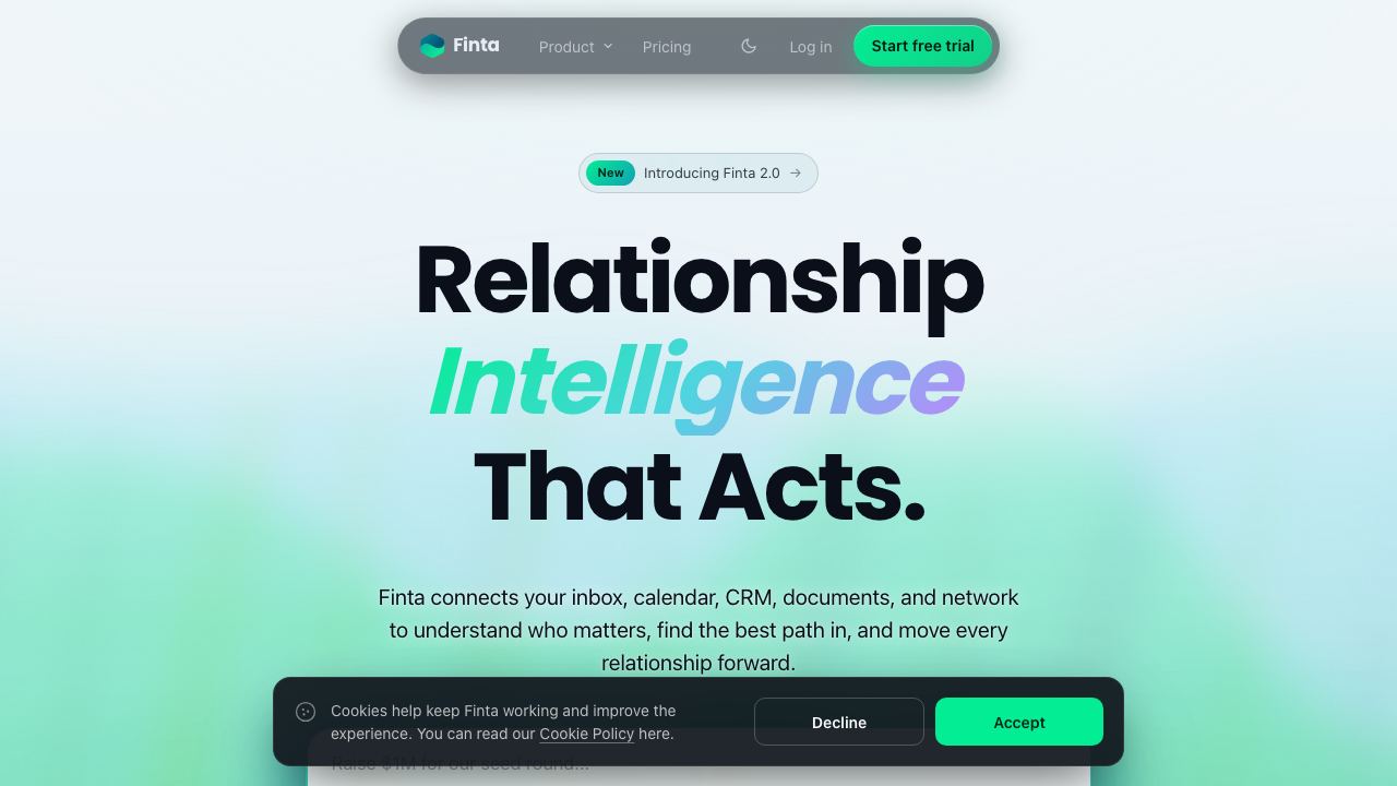 Finta website screenshot