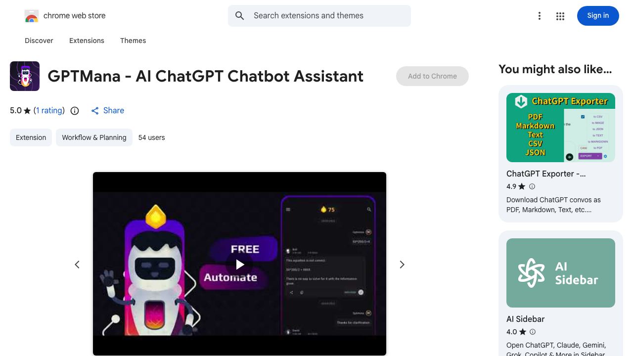 GPTMana - AI ChatGPT Chatbot Assistant 网站截图
