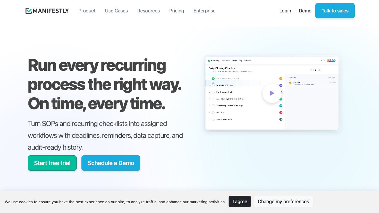 Manifestly 3.0 website screenshot