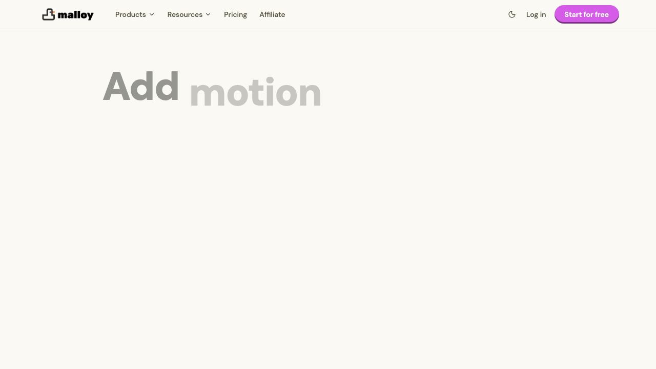 Malloy Studio - You AI Motion Designer website screenshot