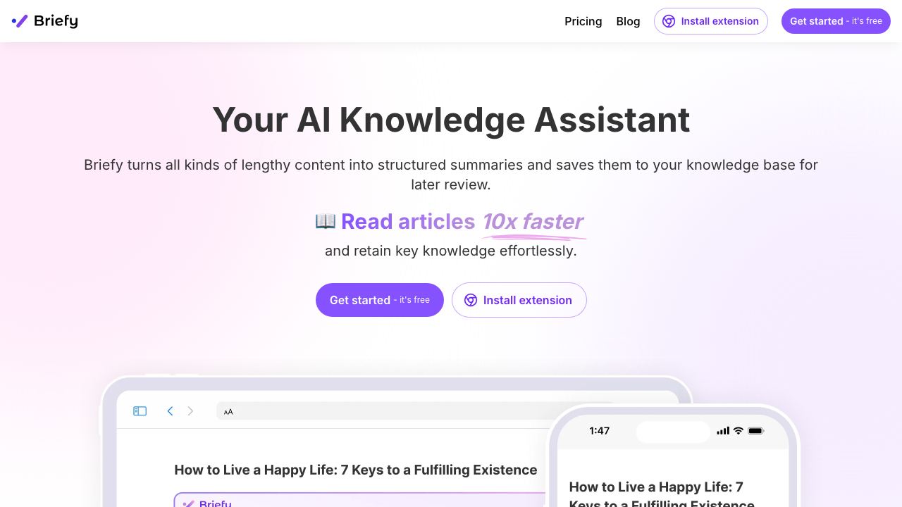 Briefy website screenshot