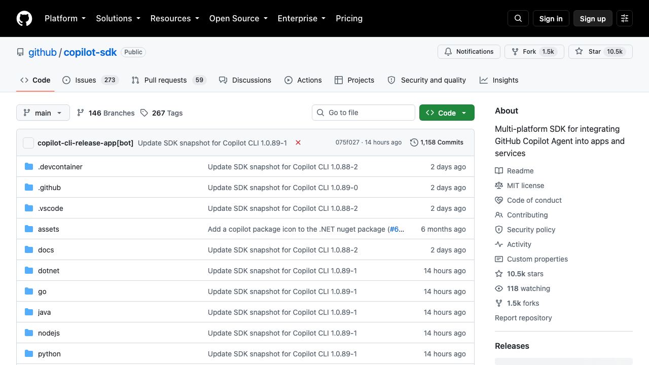 copilot-sdk website screenshot