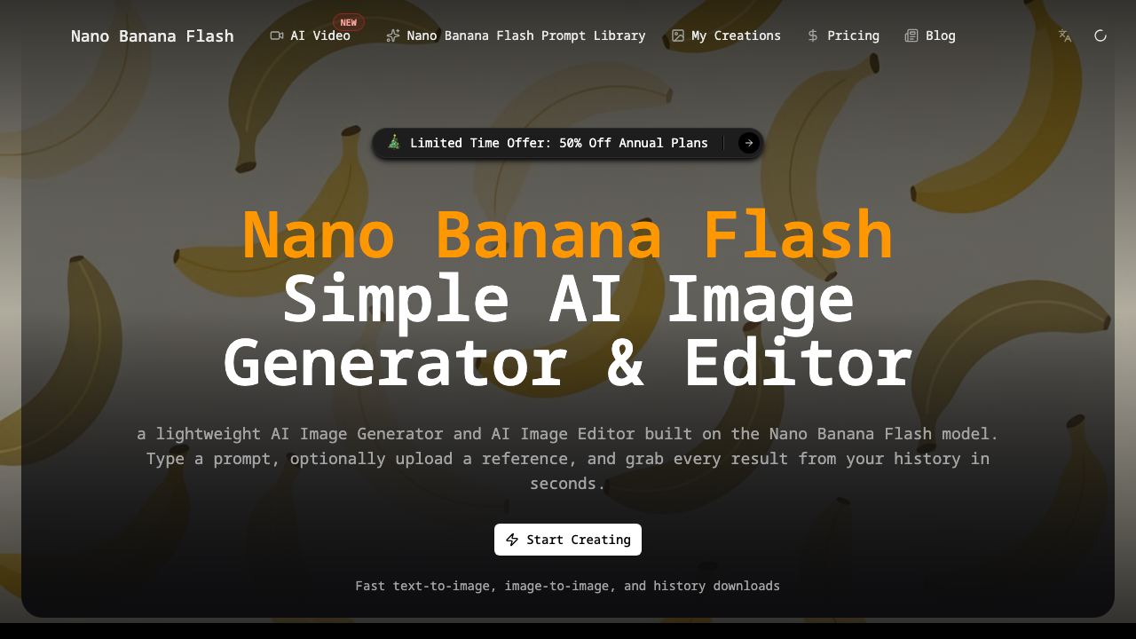 Nano Banana Flash - AI Image Generator & Editor 网站截图