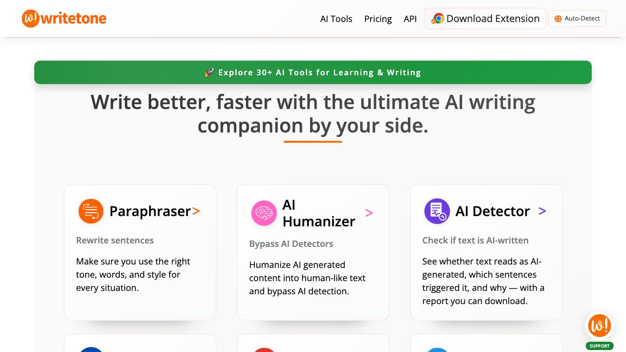 Write Tone website screenshot