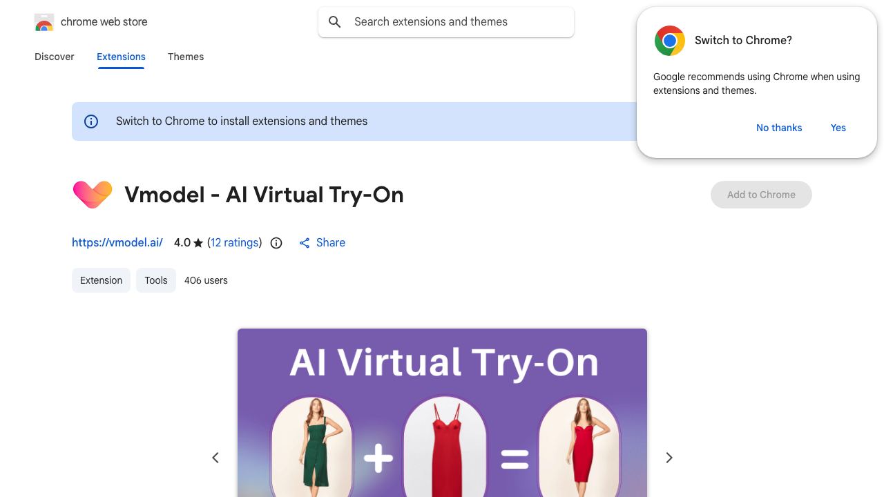 Vmodel - AI Virtual Try-On 网站截图