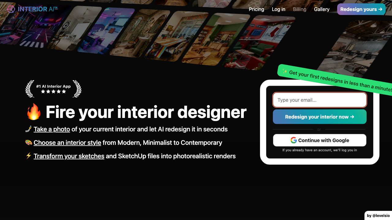 InteriorAI website screenshot