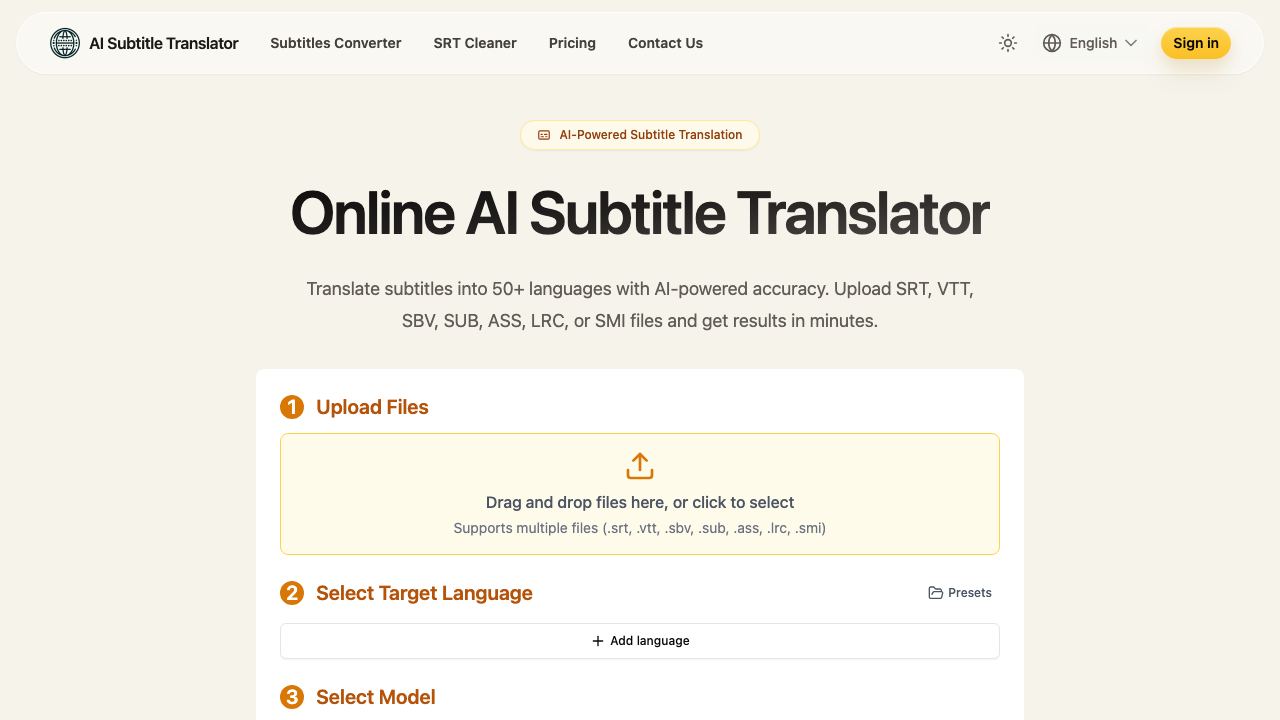 AI Subtitle Translator 网站截图