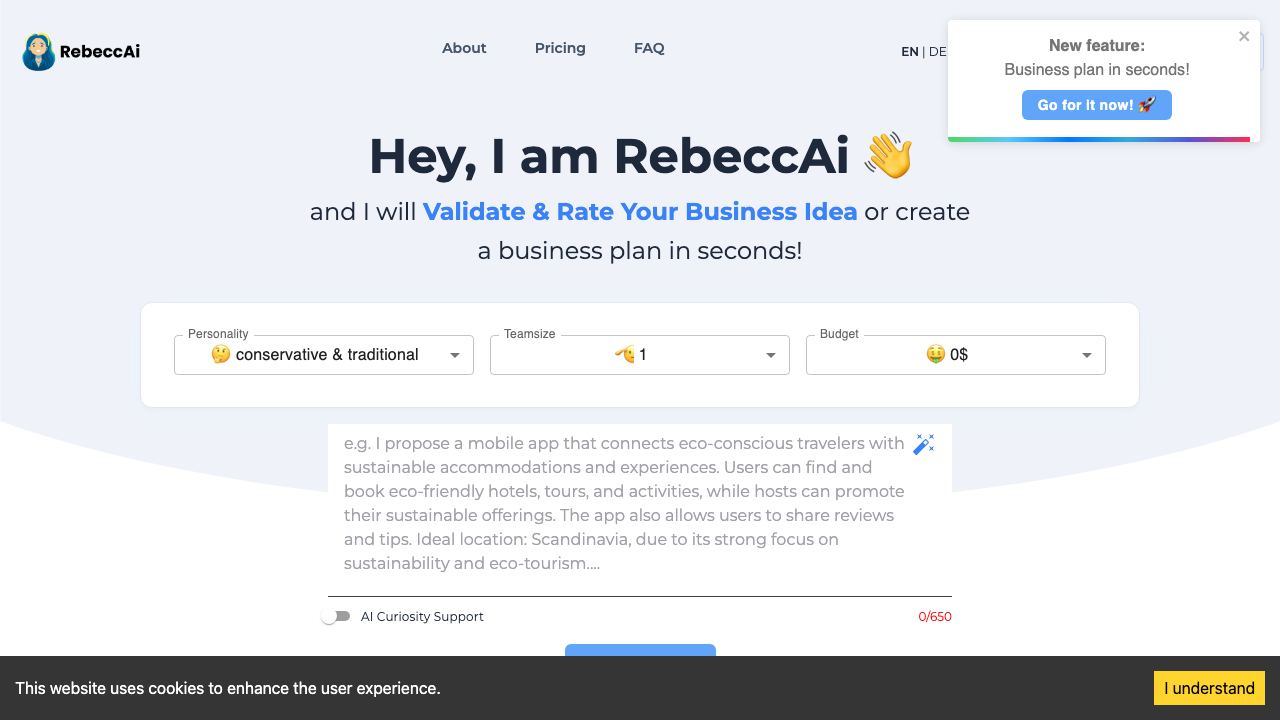 RebeccAI website screenshot