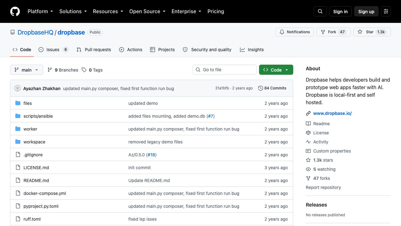 Dropbase 网站截图