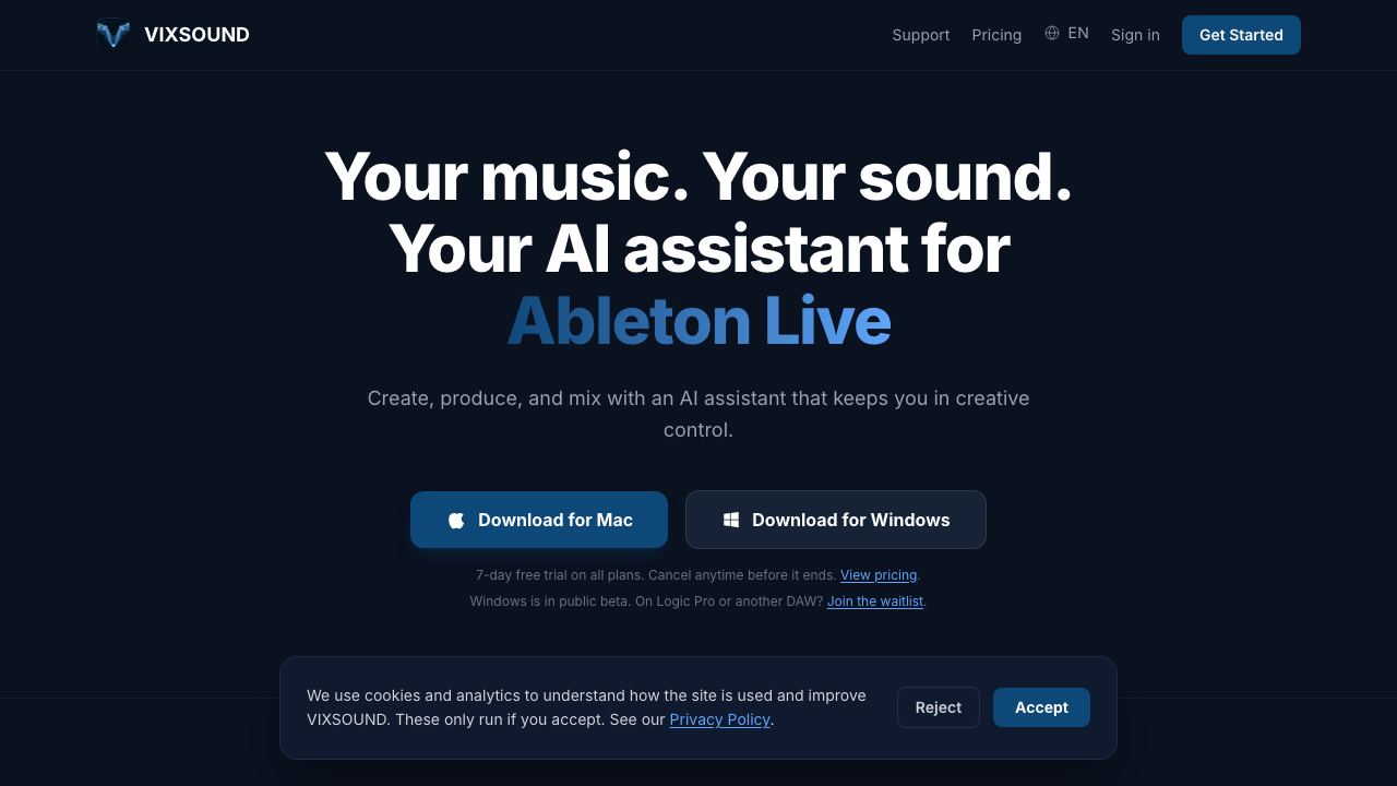 VIXSOUND website screenshot