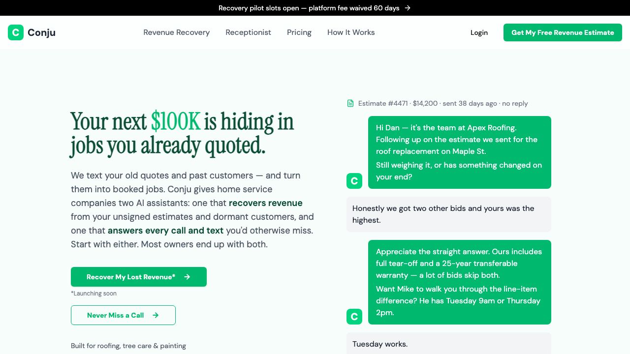 Conju website screenshot