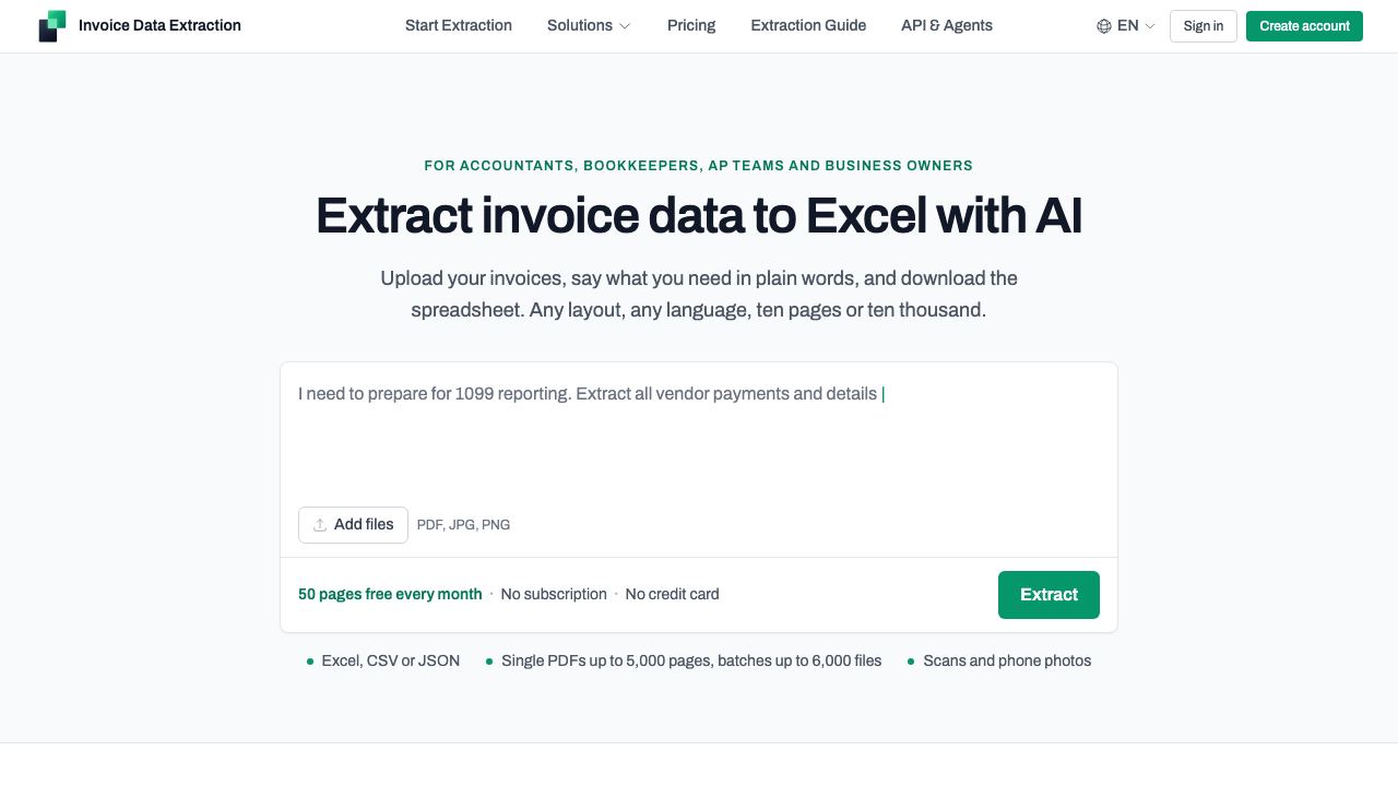 InvoiceDataExtraction.com 网站截图