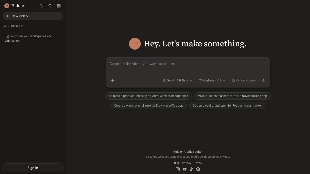 Hiddle website screenshot