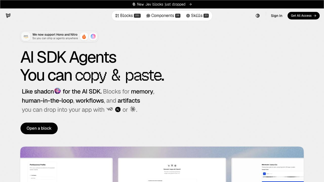 AI SDK AGENTS 网站截图