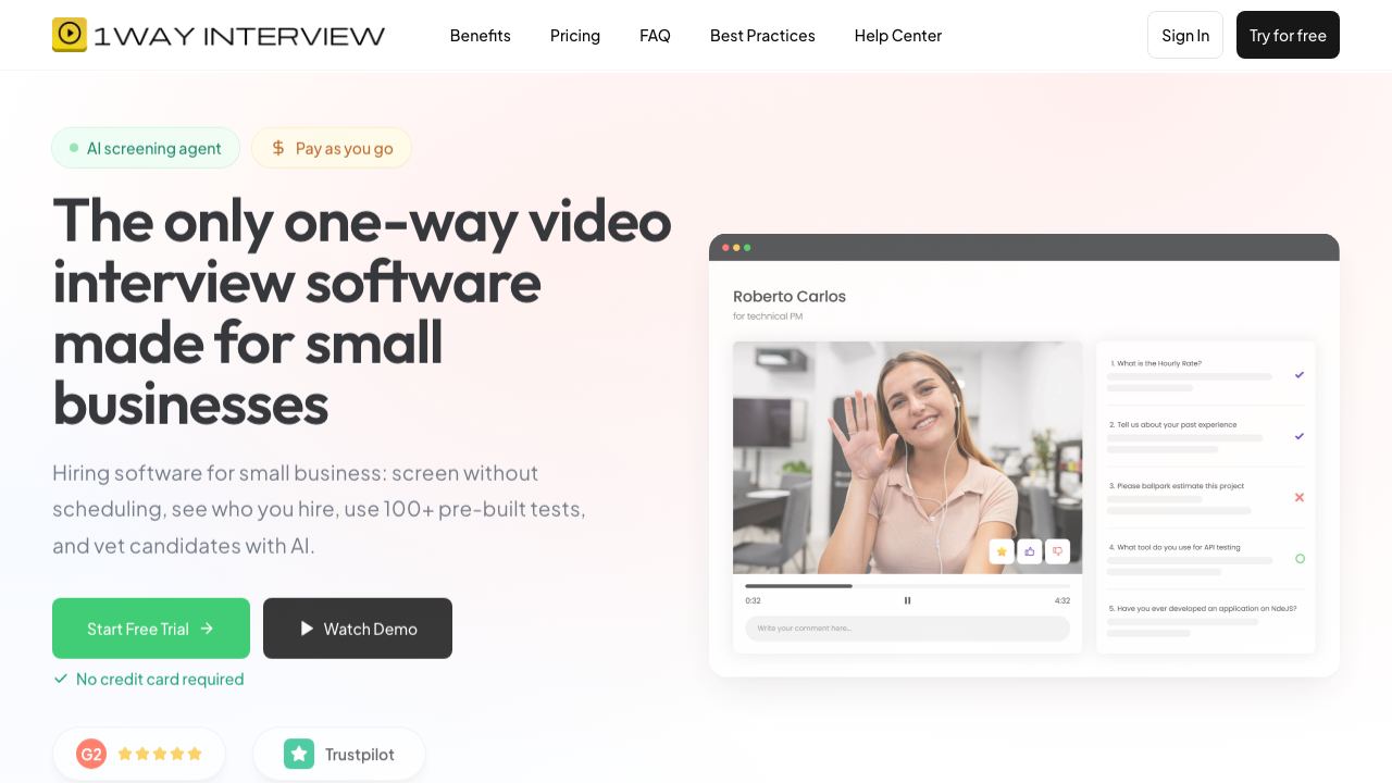 1Way Interview 网站截图