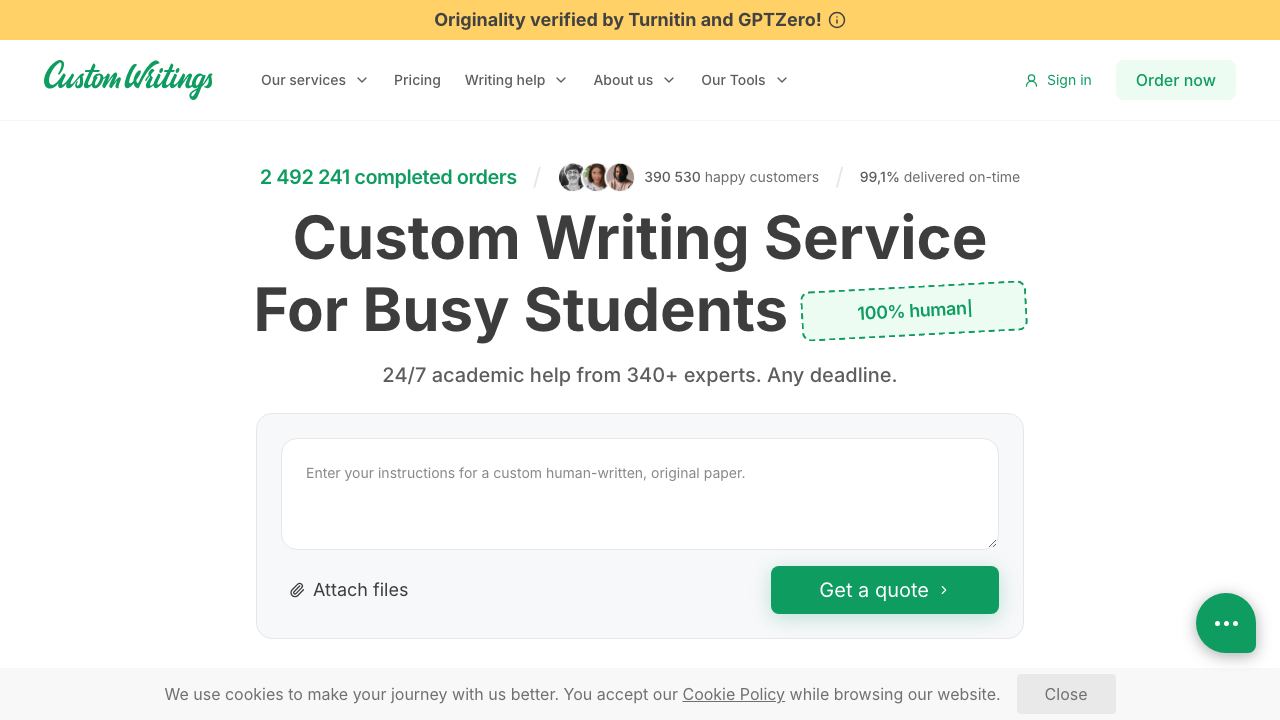 CustomWritings website screenshot