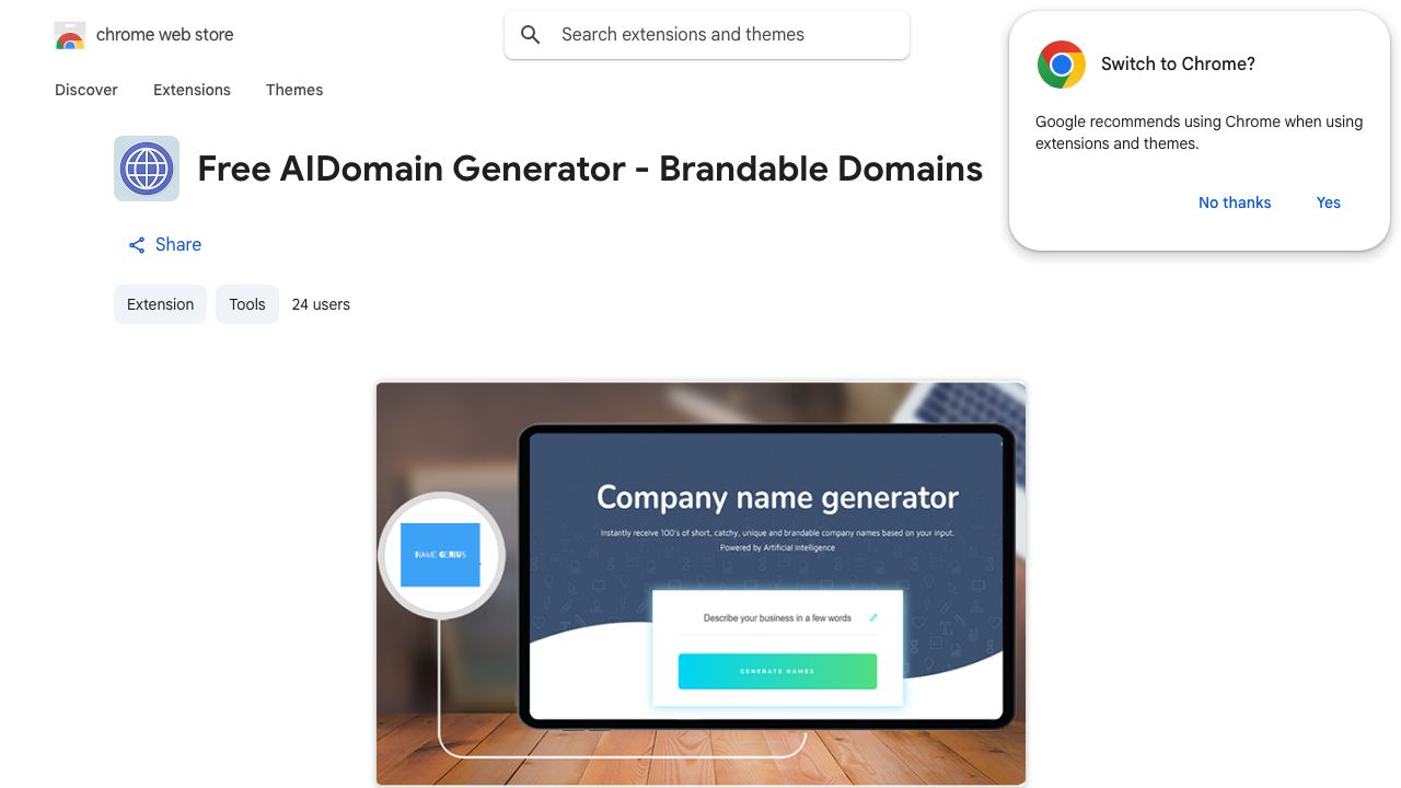 Free AIDomain Generator - Brandable Domains 网站截图