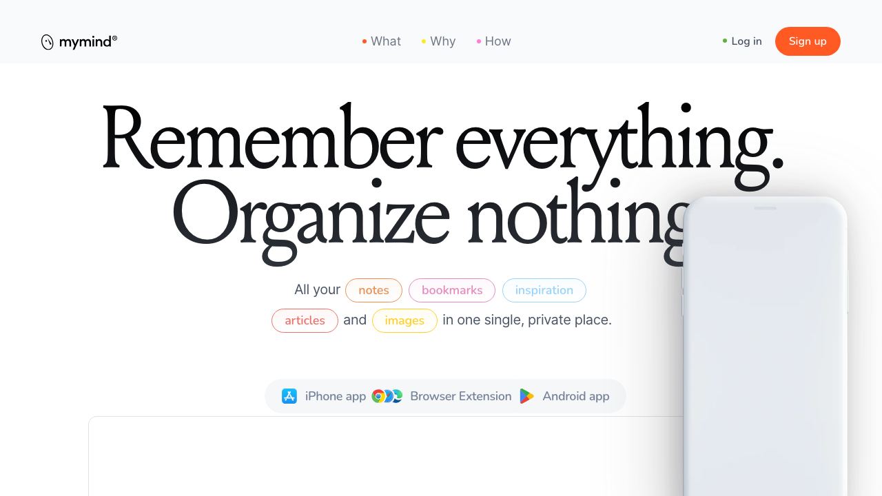mymind website screenshot
