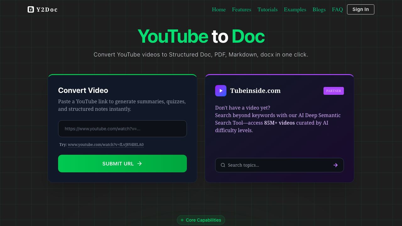 y2doc website screenshot
