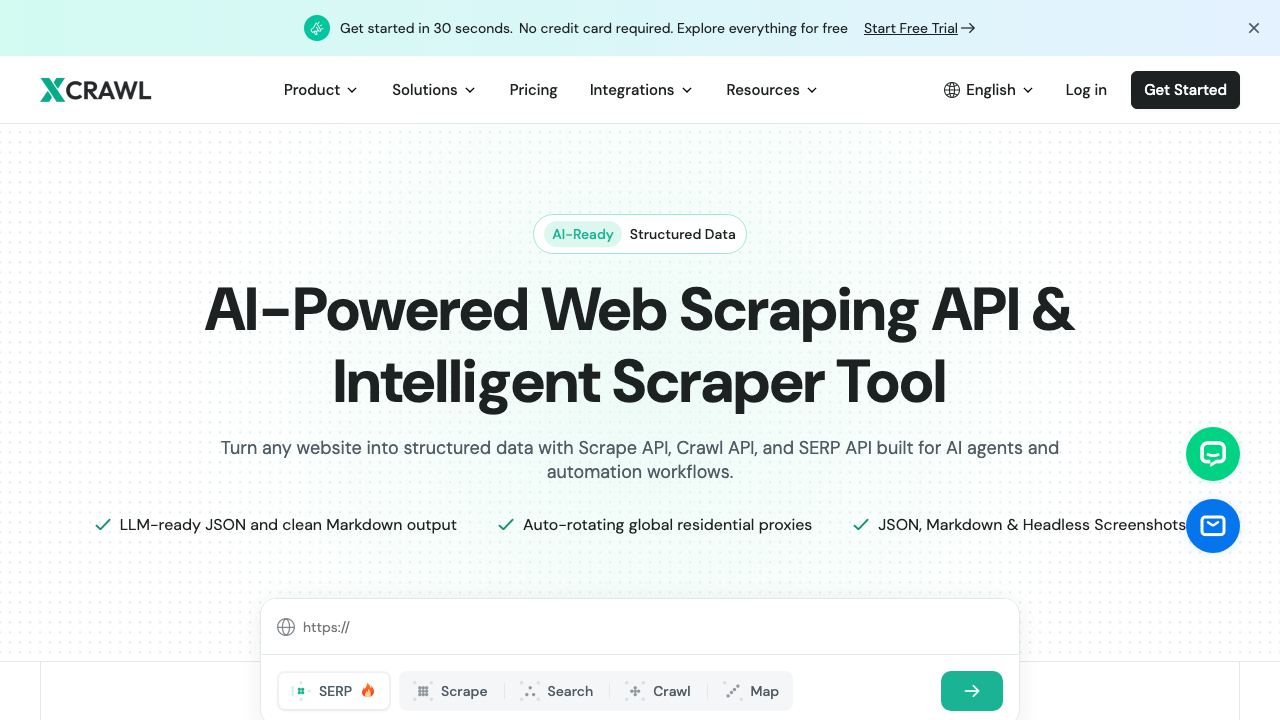 XCrawl website screenshot
