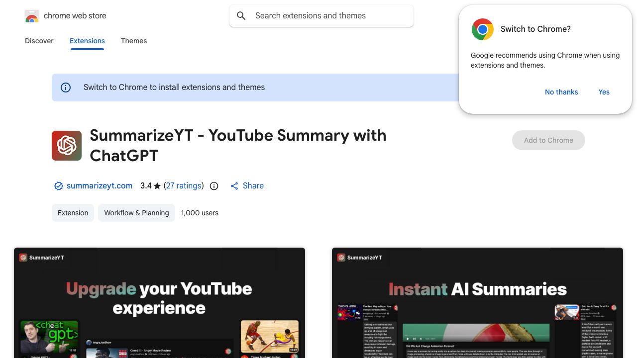 SummarizeYT - YouTube Summary with ChatGPT 网站截图