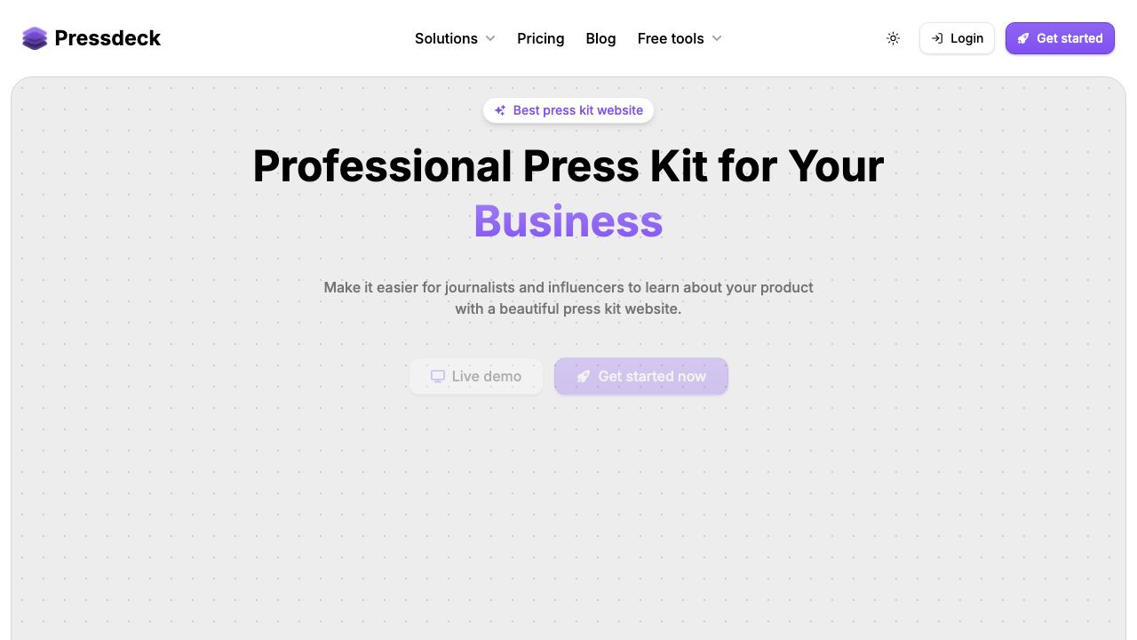 Pressdeck website screenshot