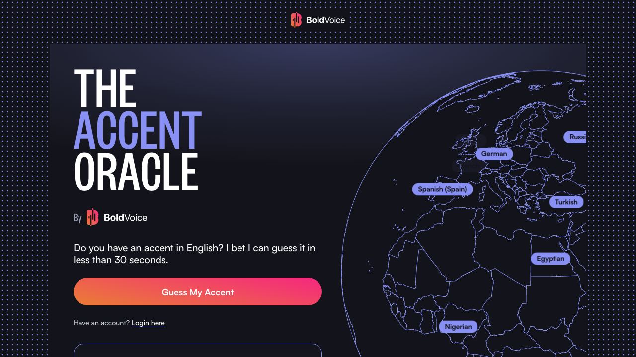 BoldVoice Accent Oracle website screenshot