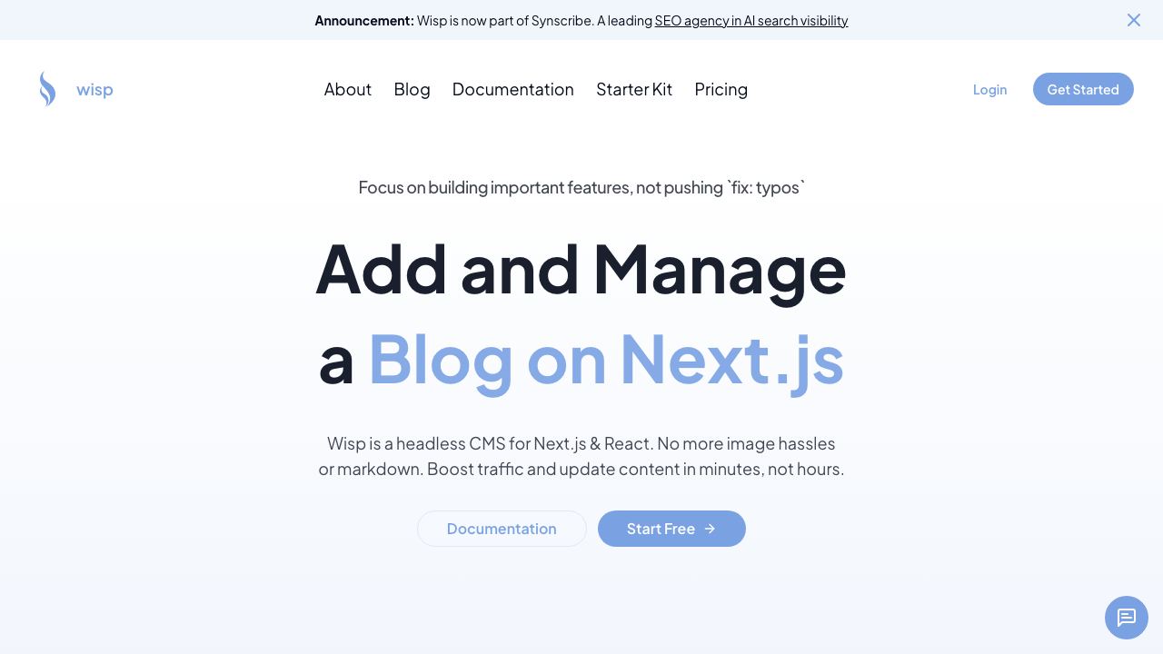 Wisp CMS website screenshot