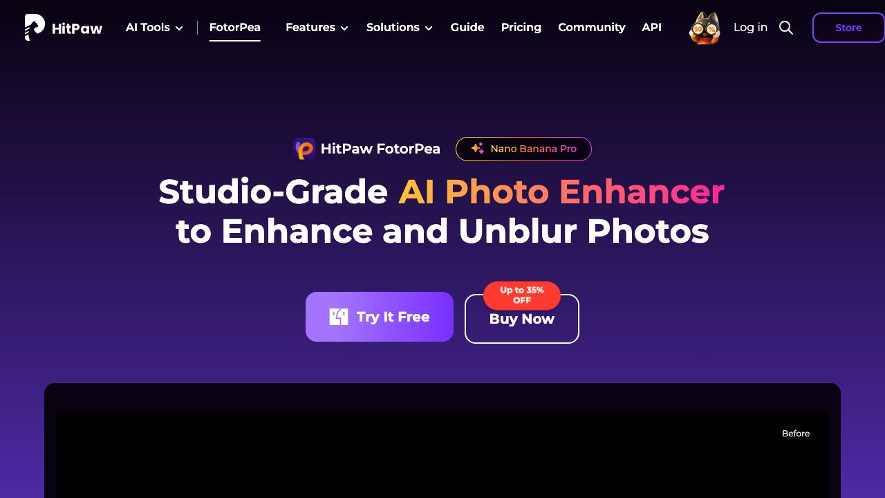 HitPaw FotorPea 网站截图