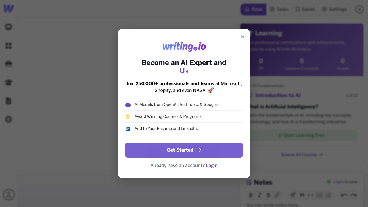 Writing.io website screenshot