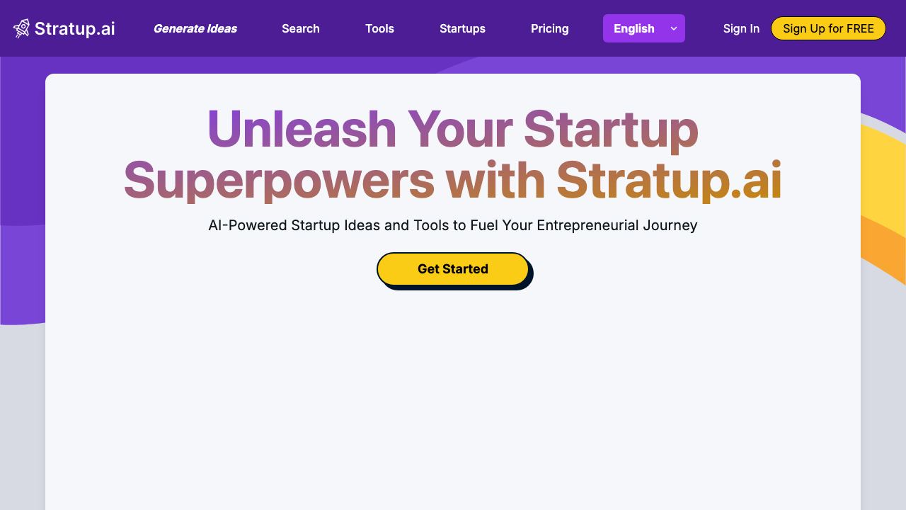 Stratup.ai 网站截图