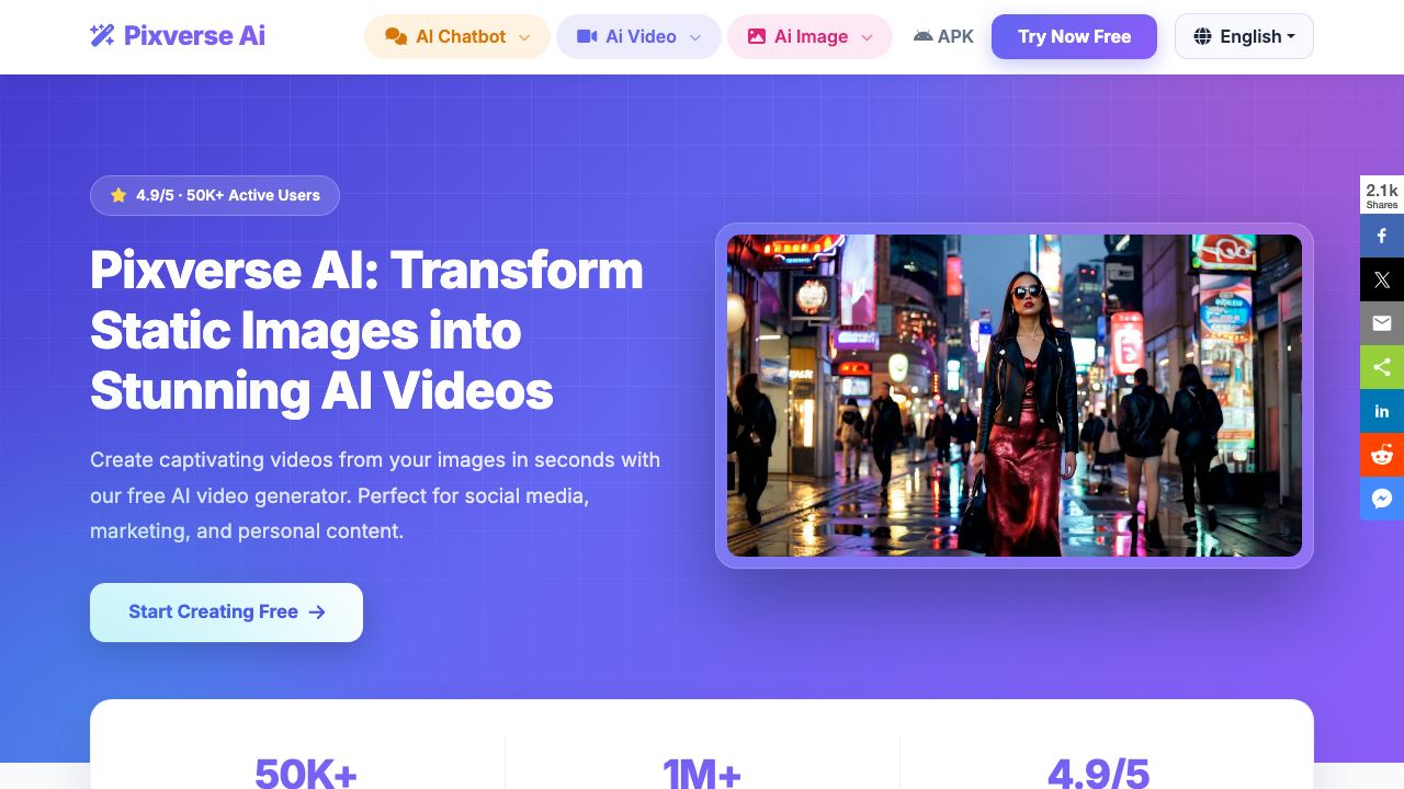 Pixverse AI 网站截图
