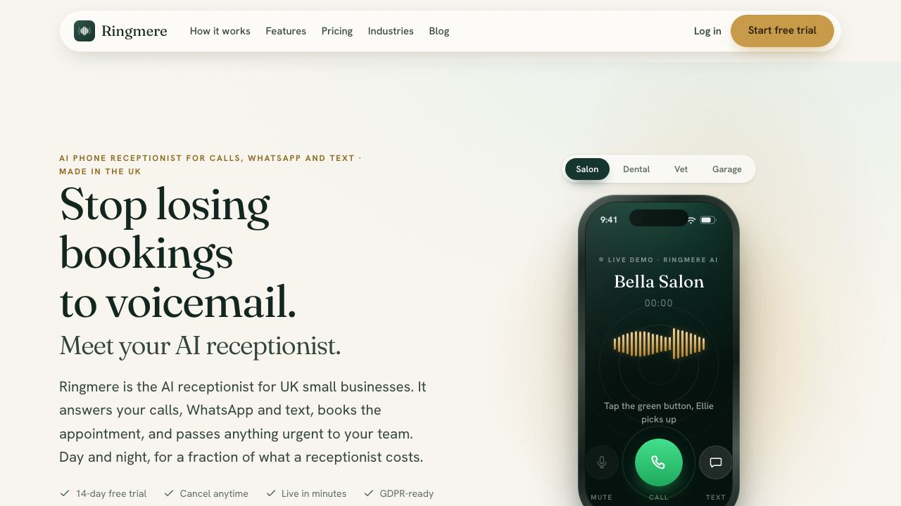 RingMere website screenshot