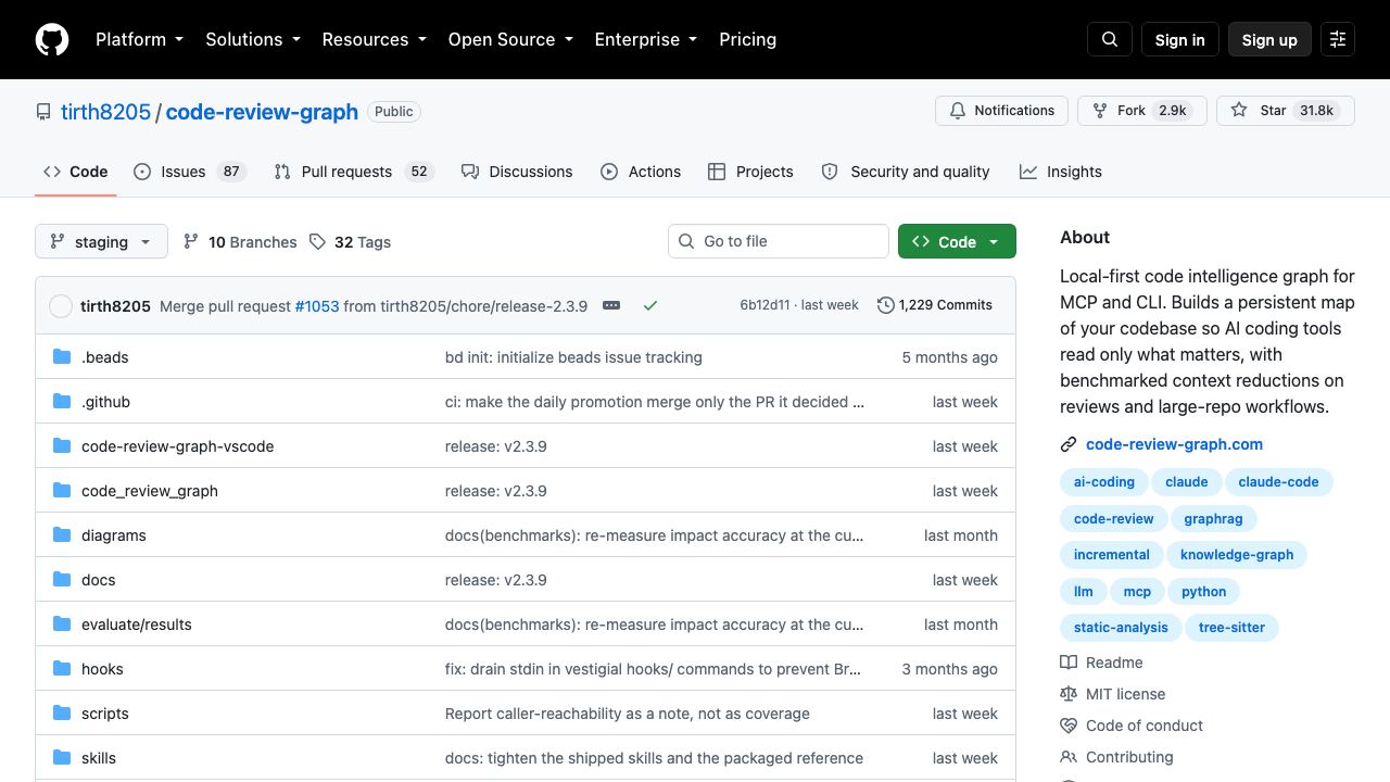 code-review-graph 网站截图