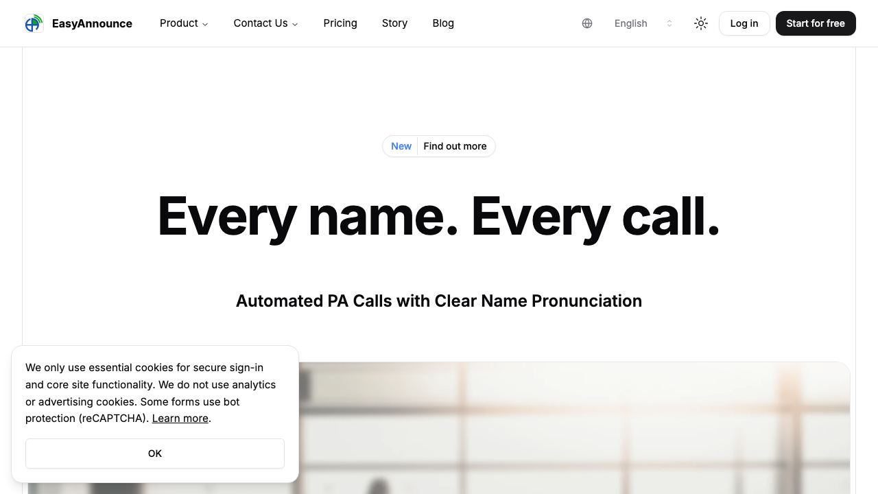 EasyAnnounce website screenshot