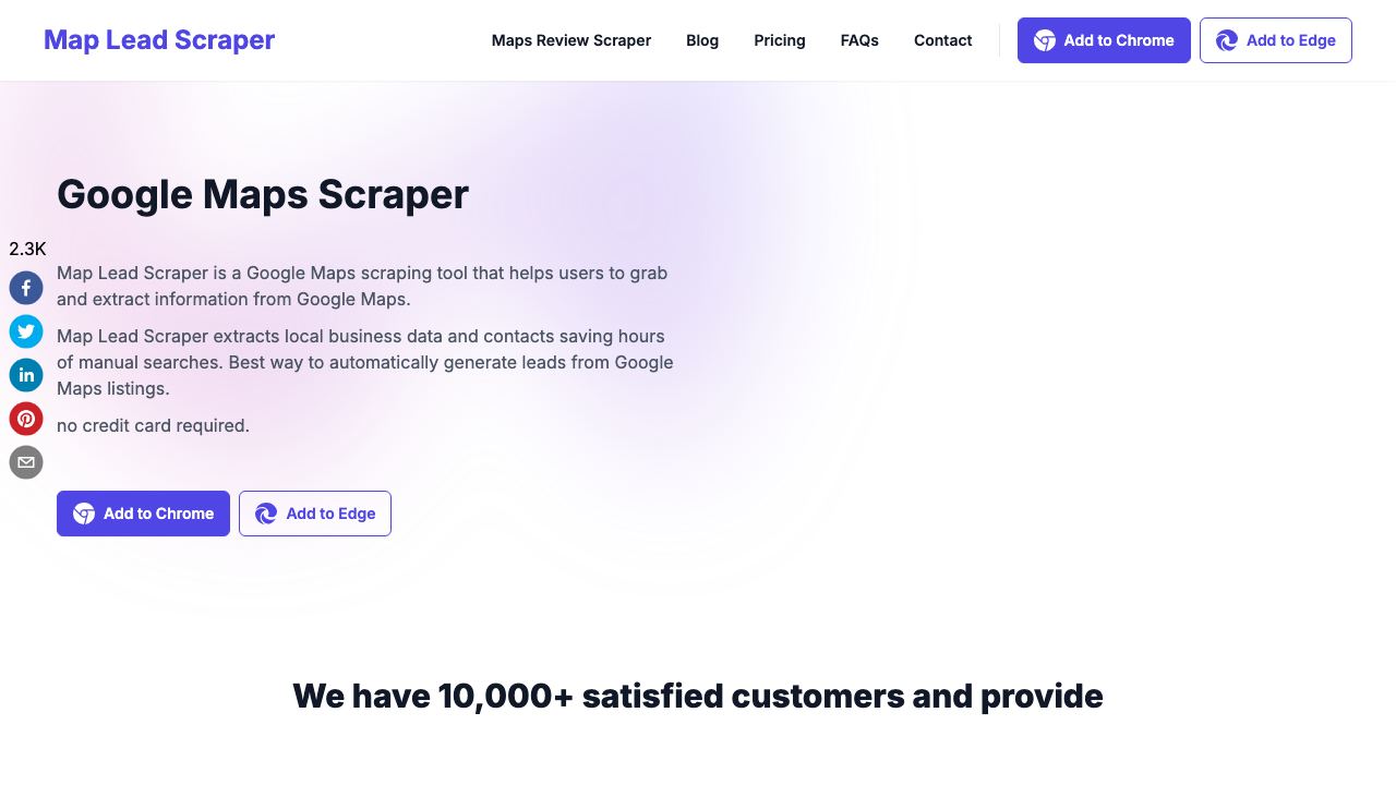 Map Lead Scraper website screenshot
