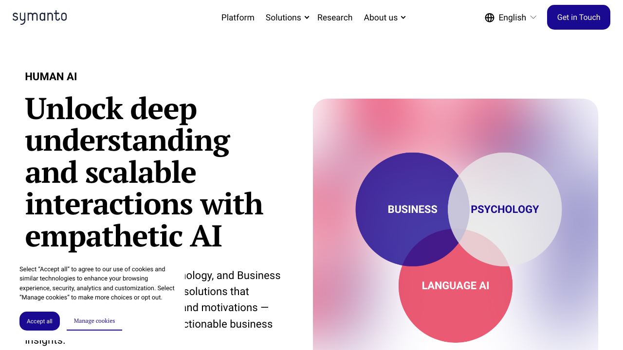 Symanto Text Insights website screenshot