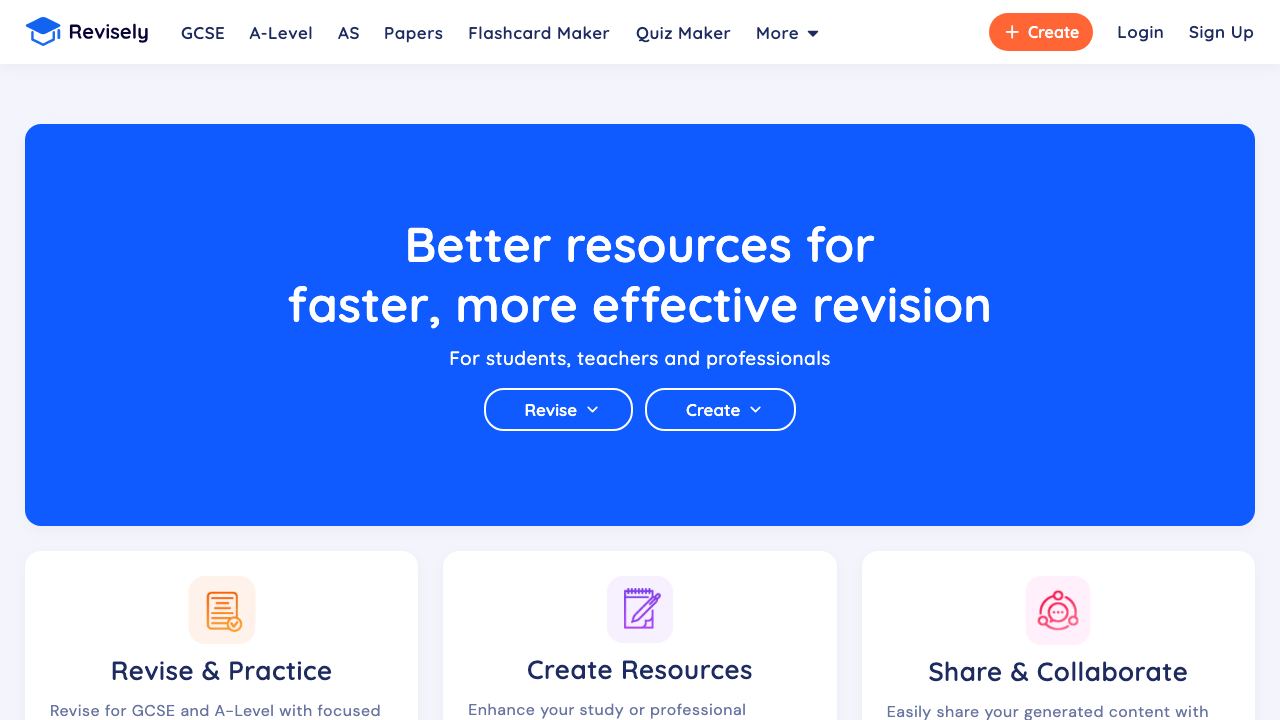 Revisely website screenshot